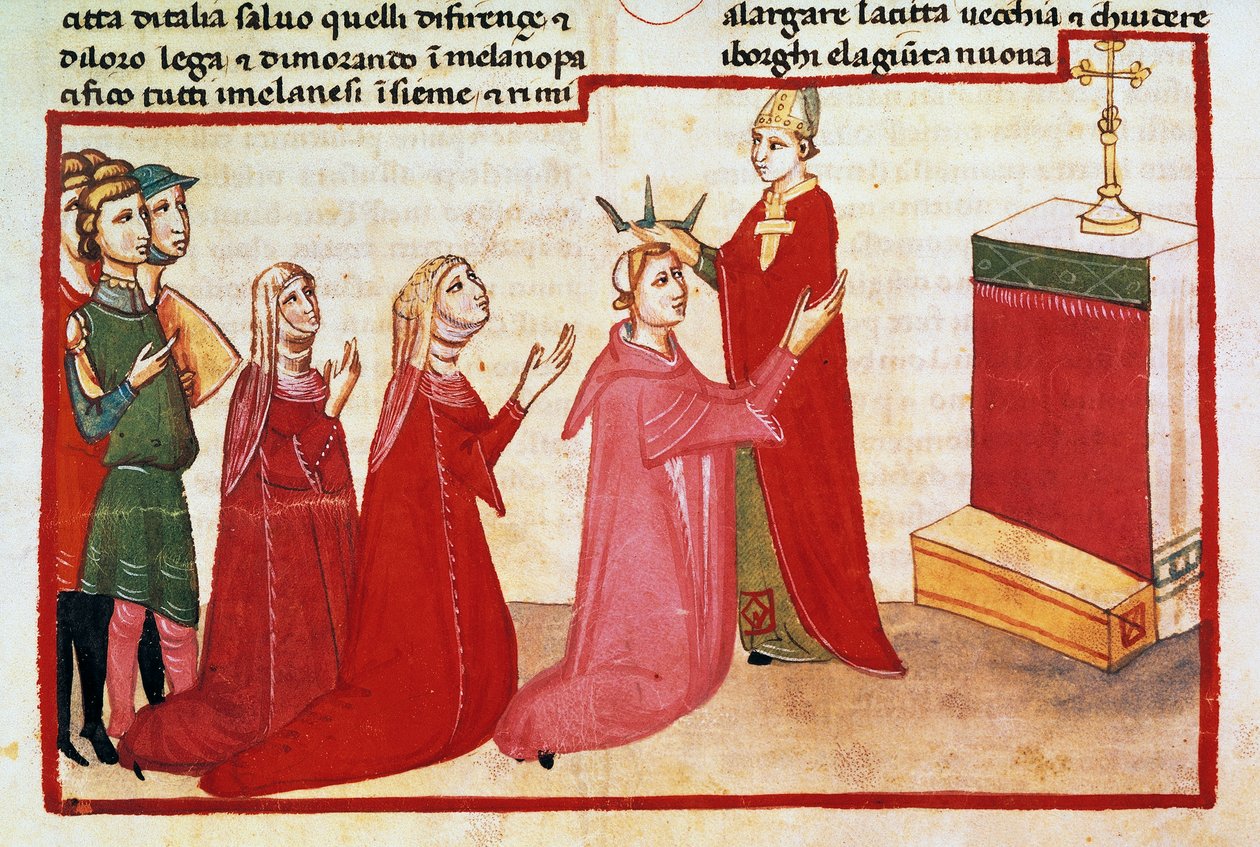 Arcebispo de Milão coroa Henrique VII e sua esposa de Italian School