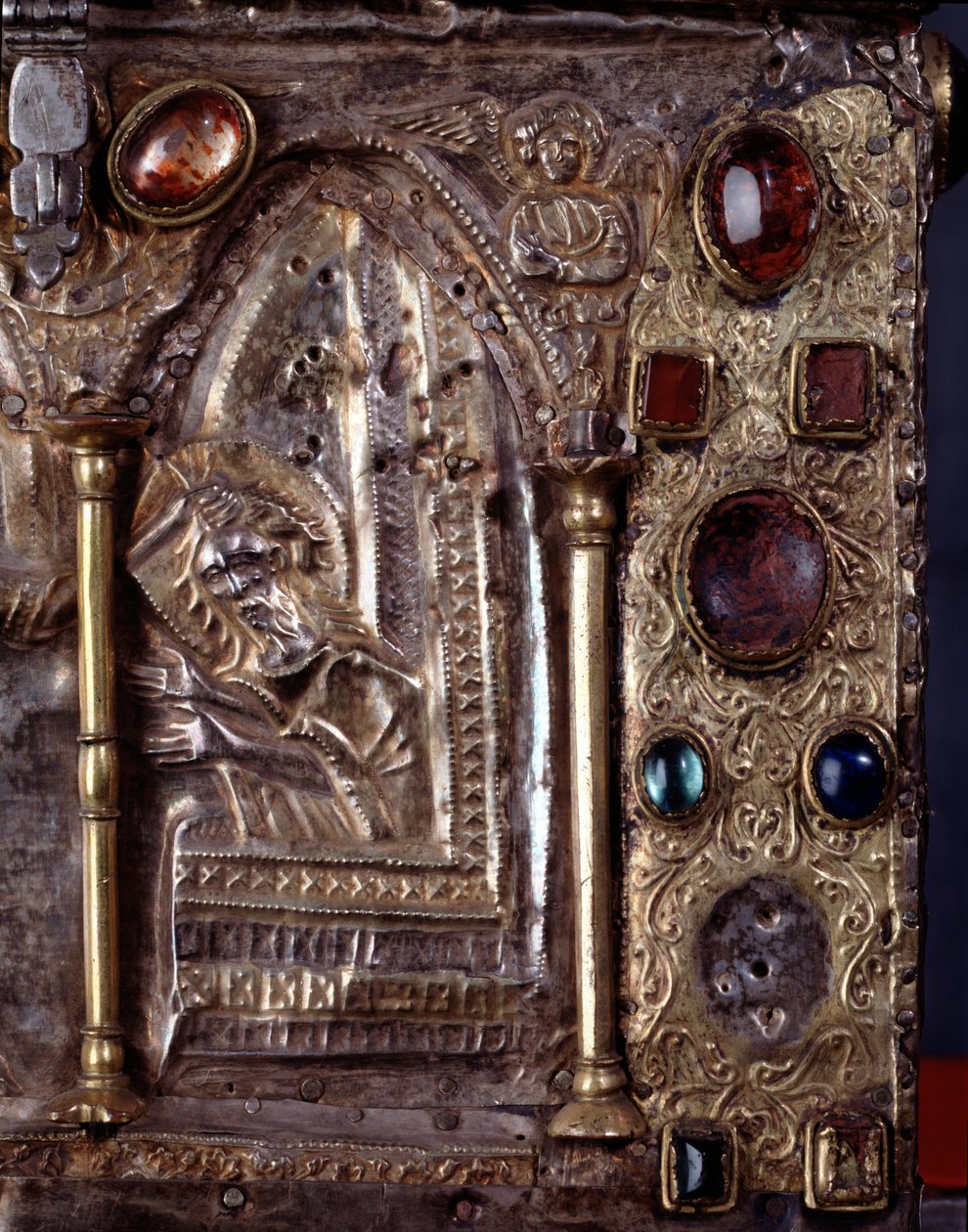 Arca de Barbarossa, com cenas da vida de São João Batista (madeira, folha de prata e pedras de Italian School