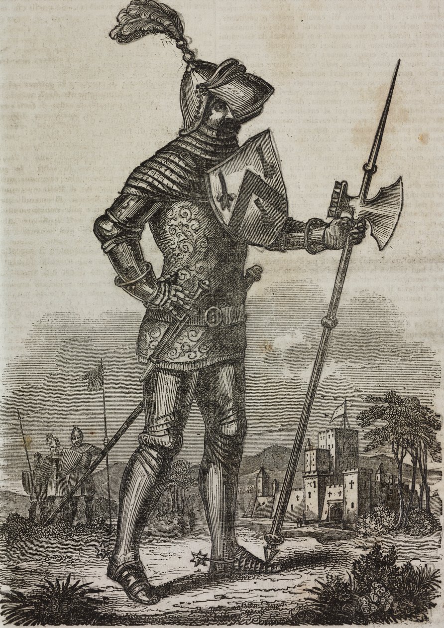Armadura da época do Rei Henrique V de Inglaterra, ilustração do 