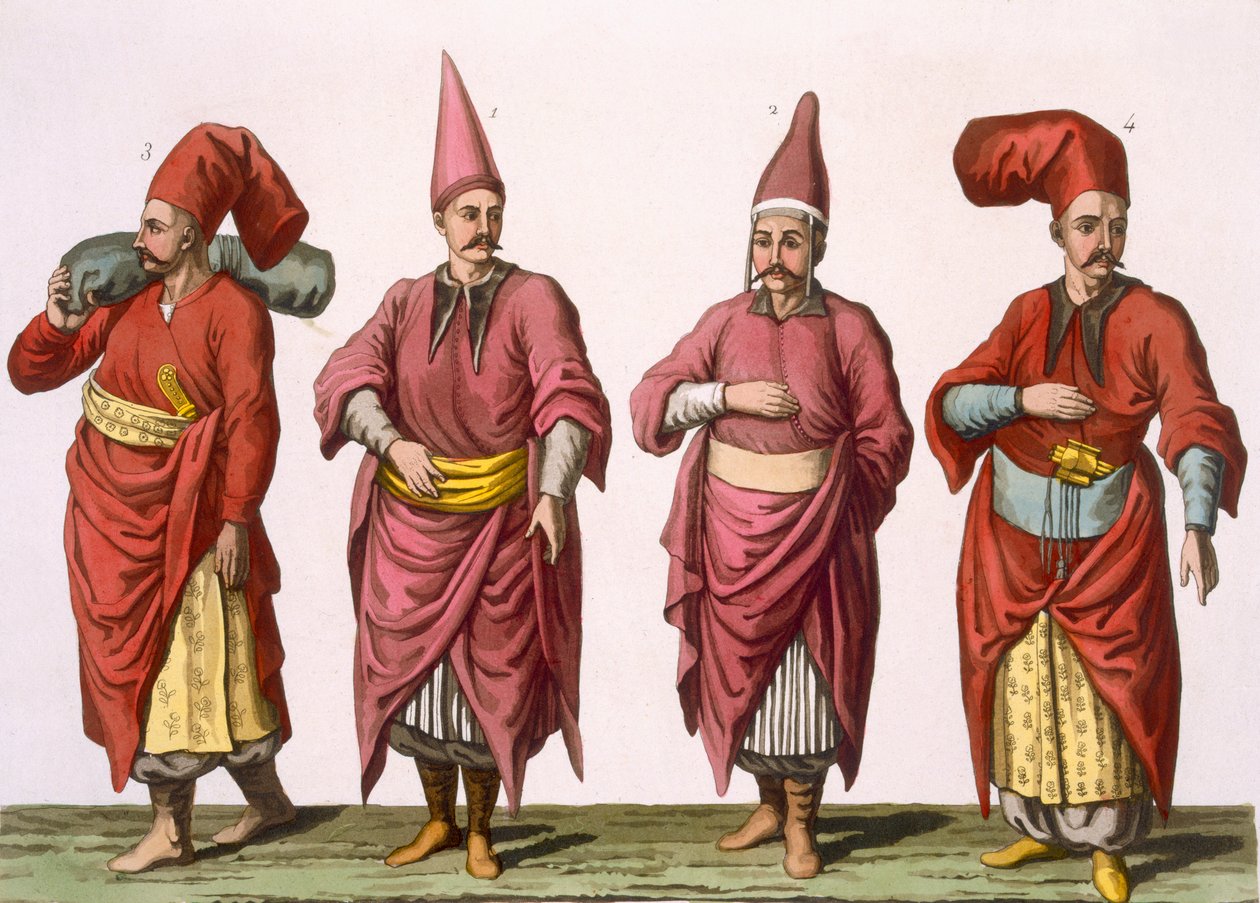 Baltadji, Kizlar-Aga etc., prato 6 da Parte III, Volume I de A História das Nações, gravado por V. Raineri (aquatint) de Italian School