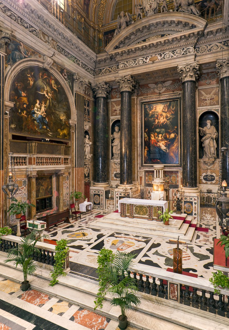 Arte Barroca: Vista interior da Igreja Jesuíta do Santo Nome de Jesus (chiesa del Gesu) em Roma de Italian School