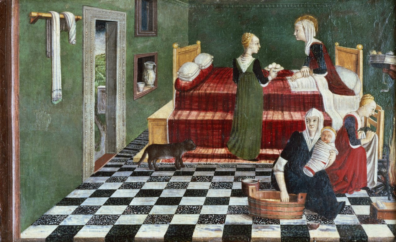Nascimento da Virgem (compartimento de uma predella), Veneto, c.1480 de Italian School