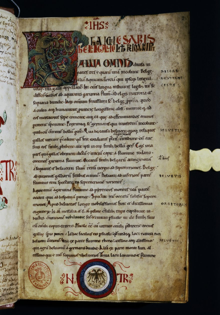 CAESAR Gaius Julius: Uma página dos "Commentarii de Bello Gallico". de Italian School