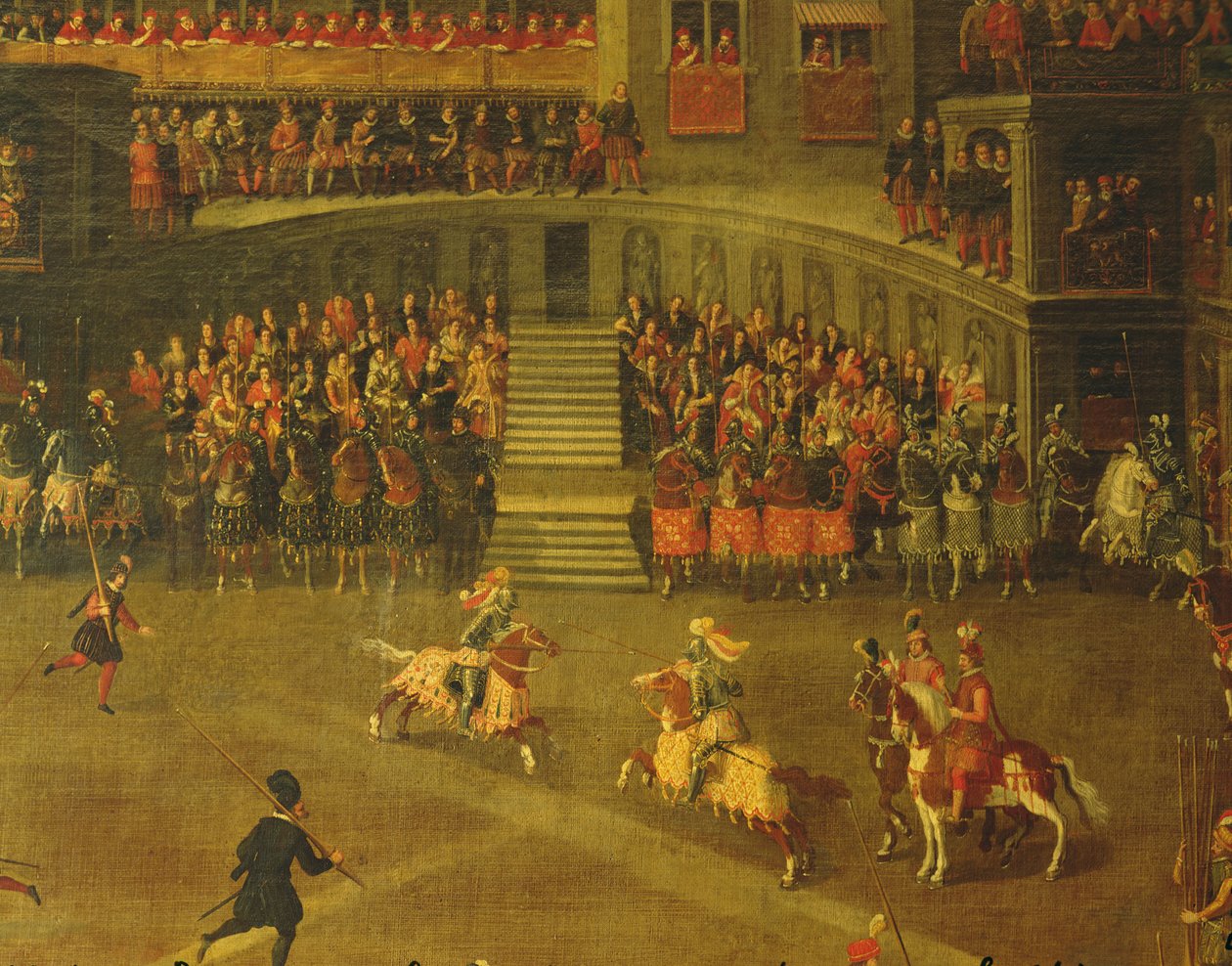 Carrossel no pátio do Palais du Belvedere (óleo sobre tela) de Italian School
