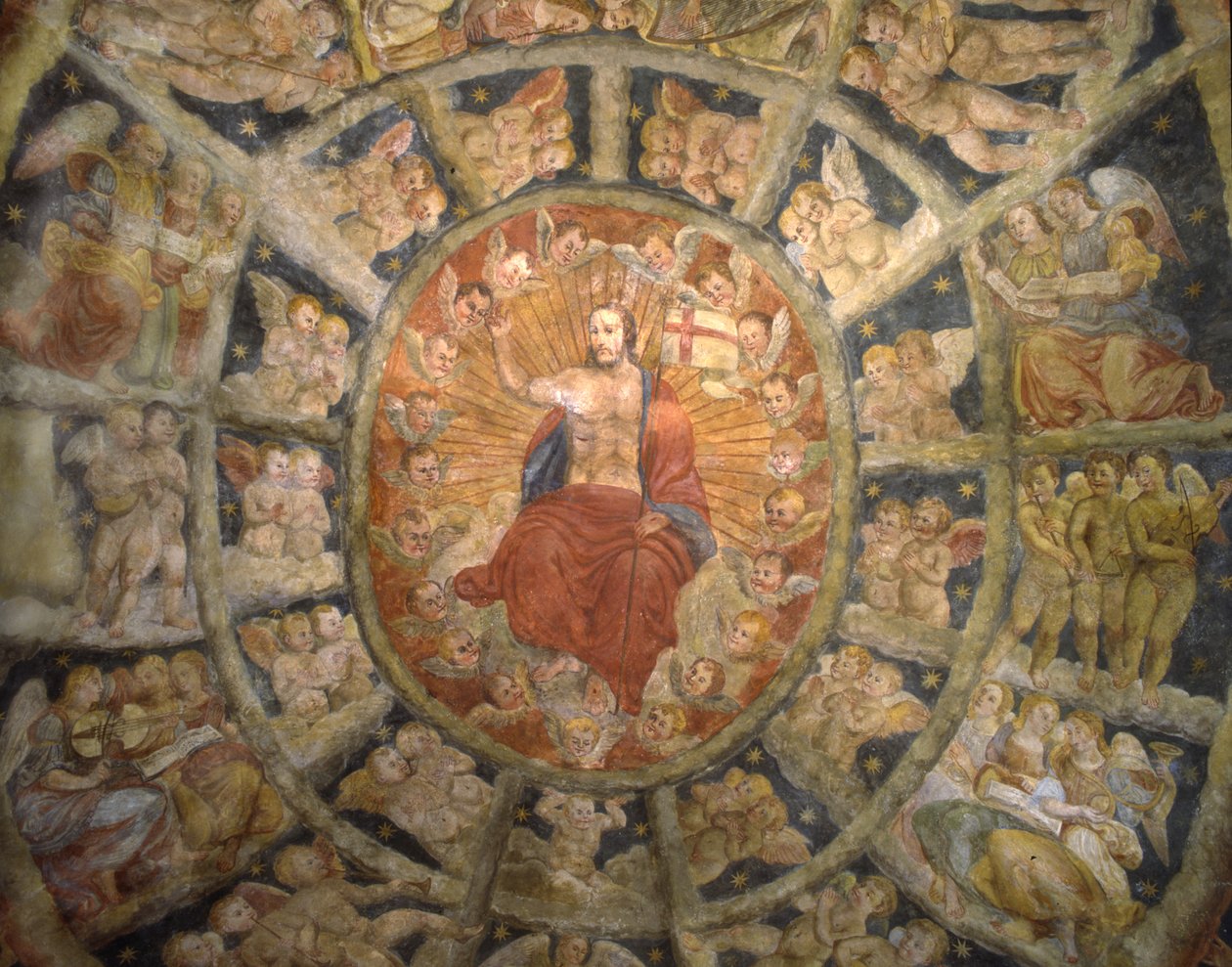 Teto do Santuário de Philippa Mareri, Borgo San Pietro, Itália de Italian School