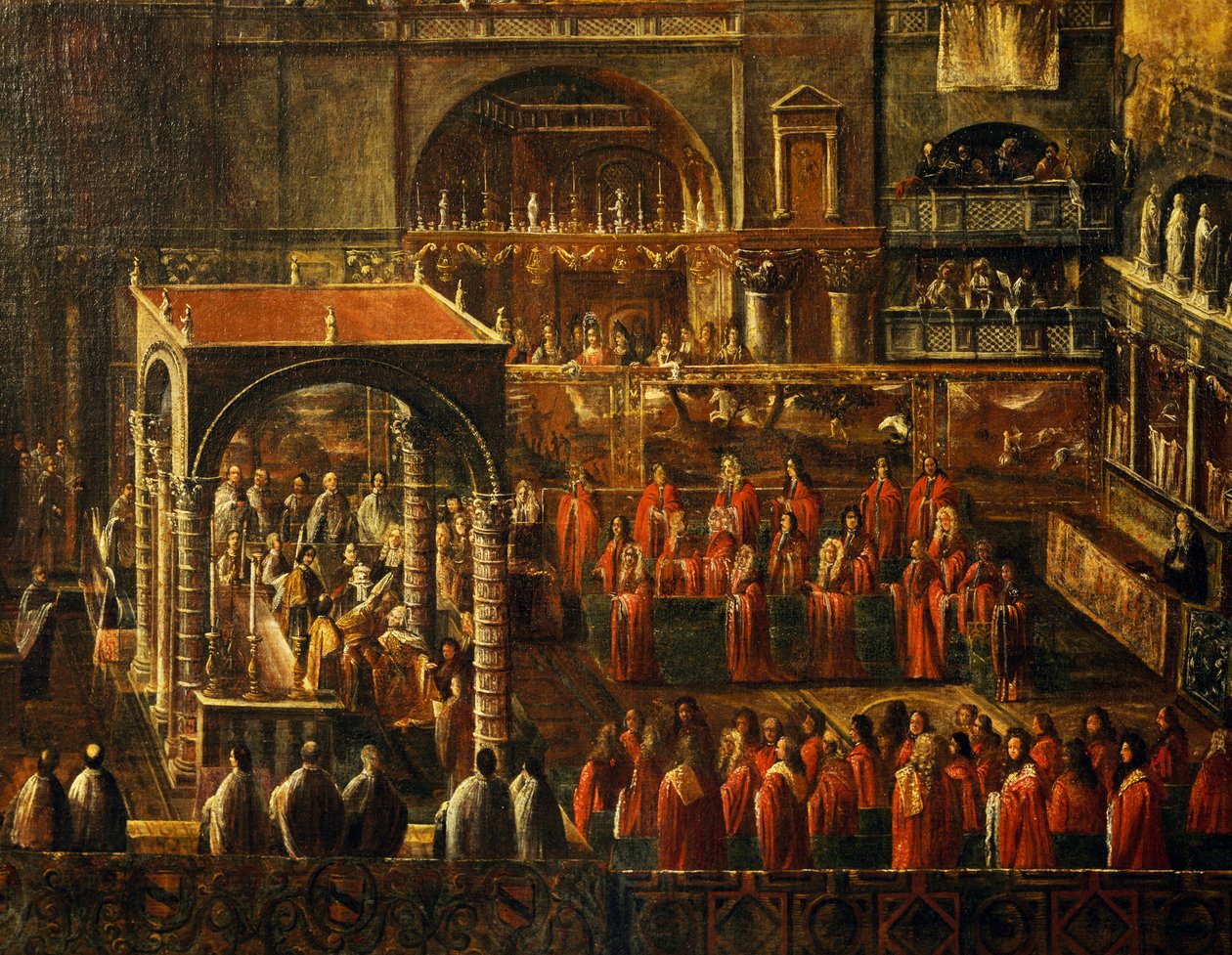 Cerimônia na Basílica de São Marcos em Veneza, pintura de artista anônimo, Itália de Italian School