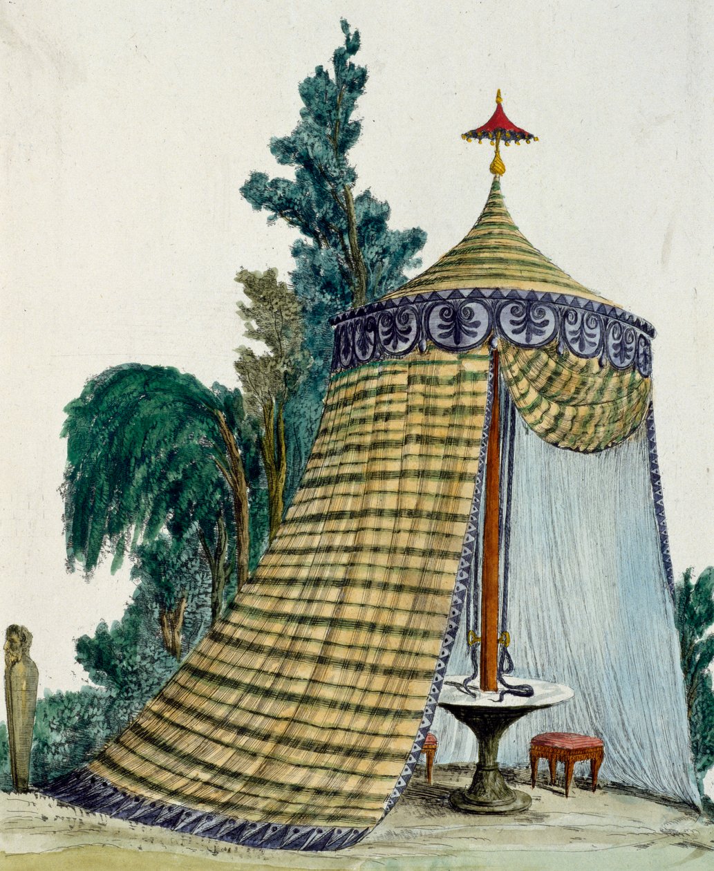 Pavilhão chinês no jardim, cerca de 1810, gravura, Itália de Italian School