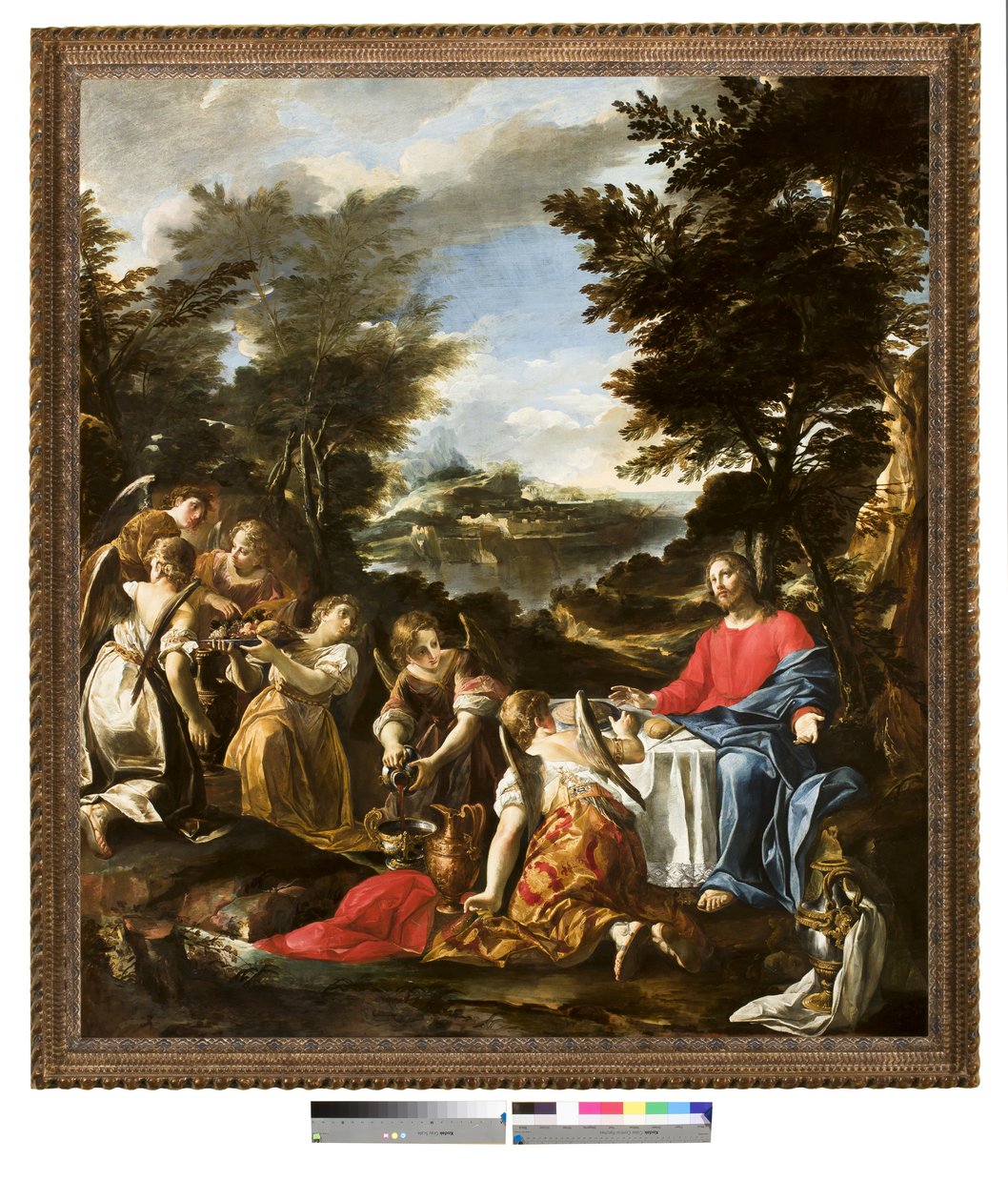 Cristo servido pelos anjos, c.1650-1700 de Italian School