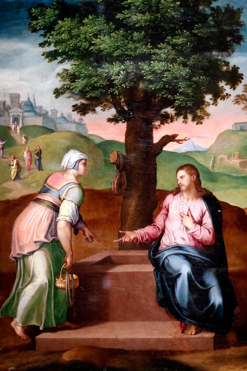 Cristo e a mulher samaritana no poço. Segunda metade do século XVI. Anônimo. Génova. Itália. de Italian School
