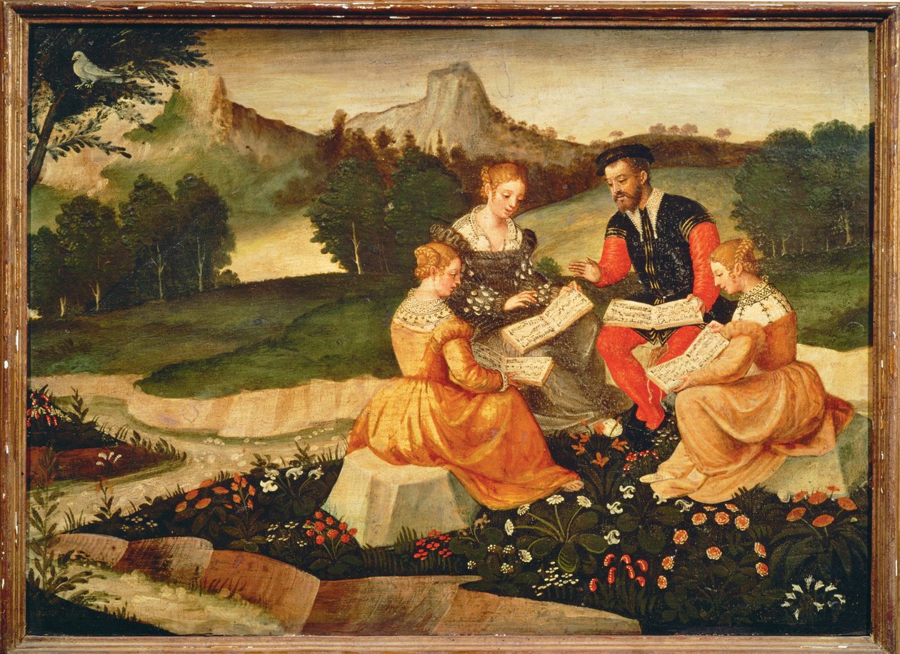 Concerto no campo: A canção ... (pintura sobre tela) de Italian School