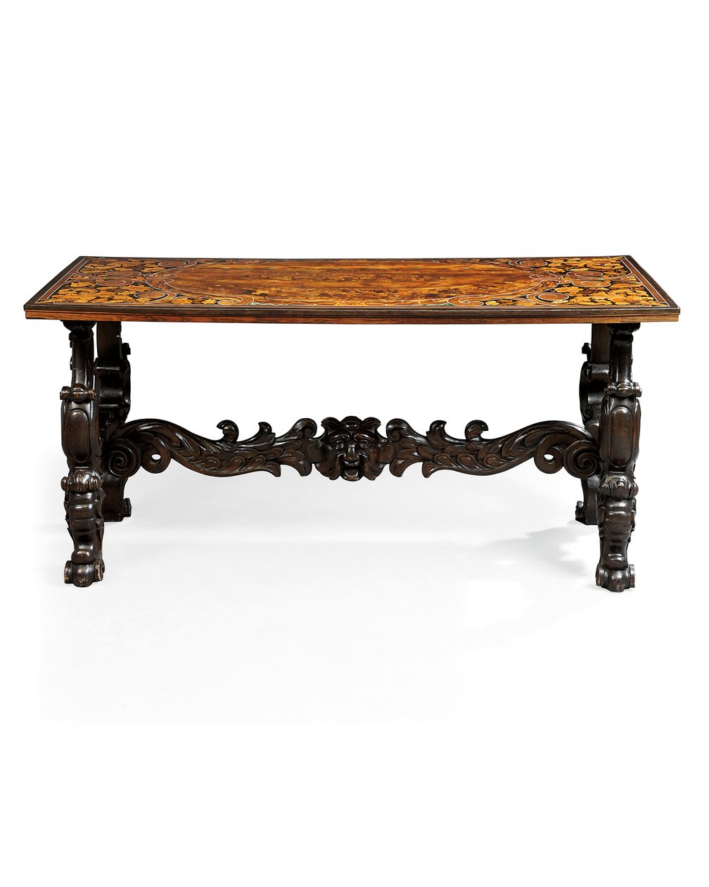 Mesa de console, Veneza, final do século 17 (marfim, chifre manchado e marchetaria de estanho, amaranto, nogueira e madeira de frutas de Italian School