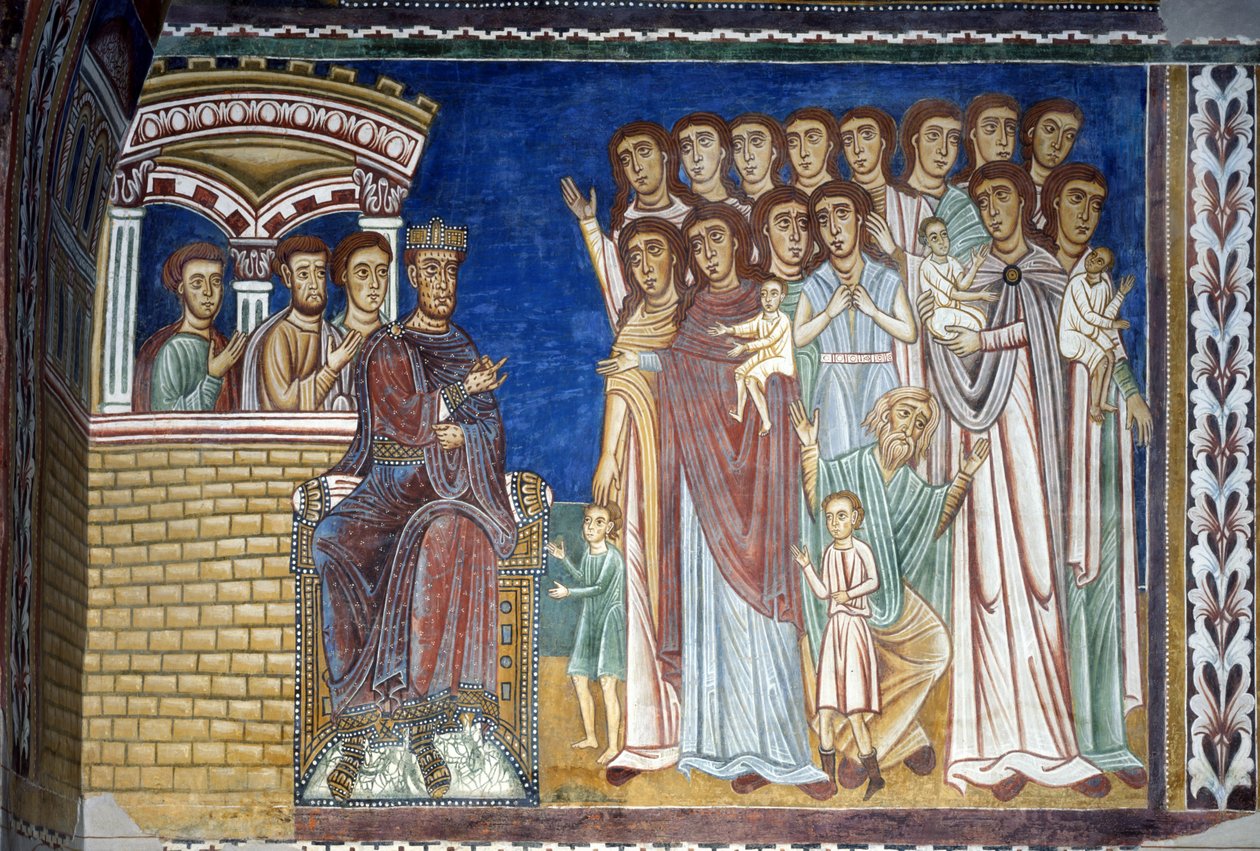 Constantino, o Leproso, conforta as Mulheres Piedosas de Italian School