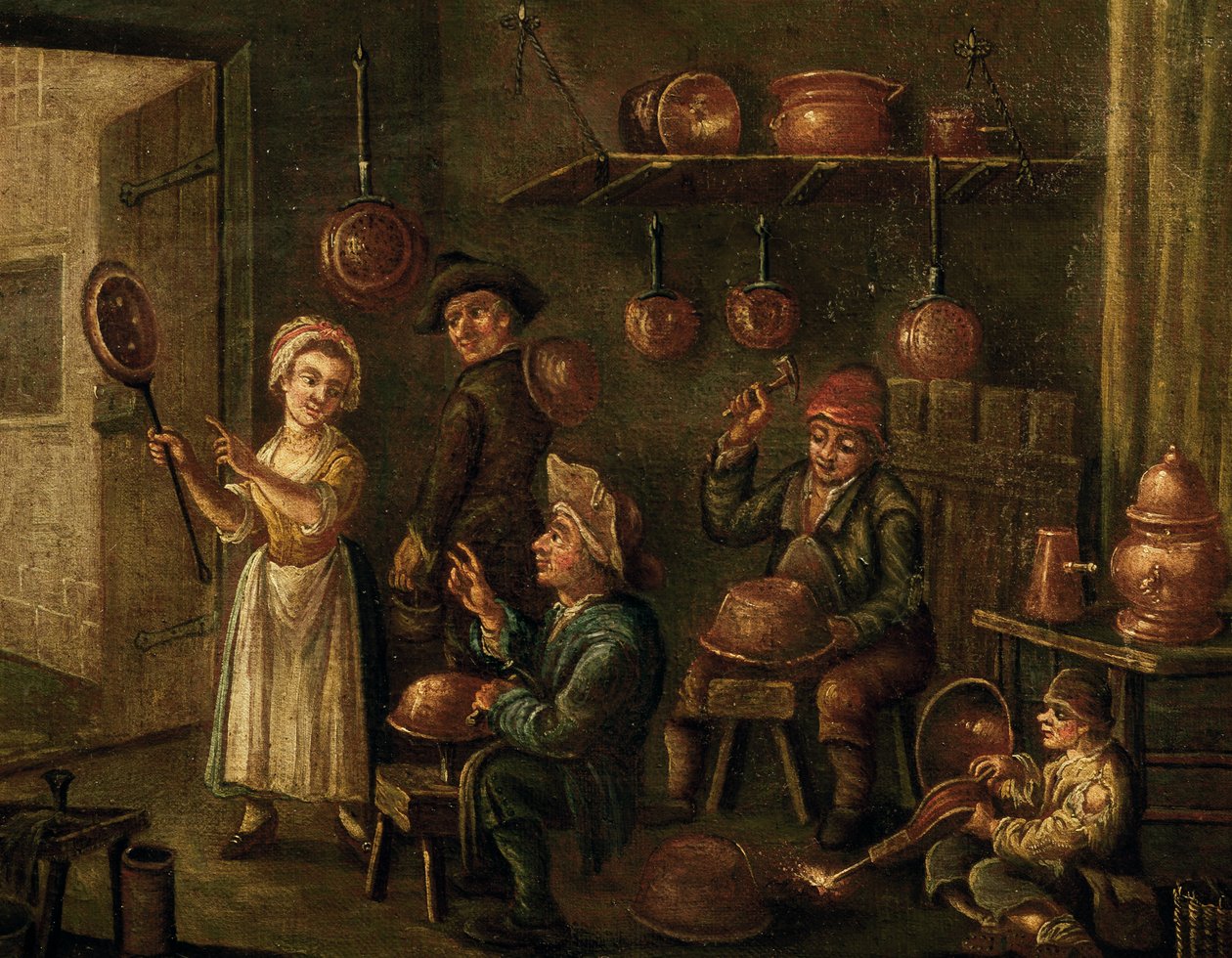 Oficina de Cobreiro, Por artista veneziano desconhecido, Itália de Italian School