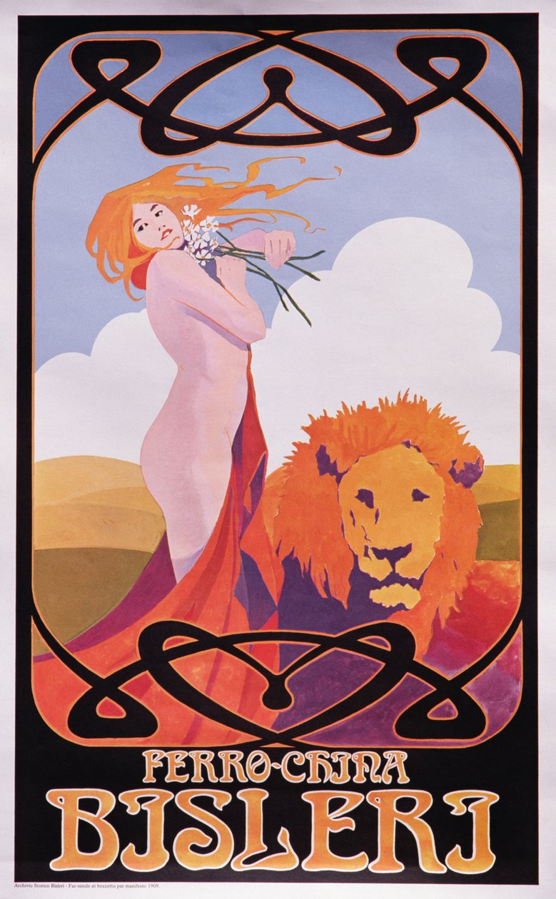 Cópia de uma propaganda de pôster de 1909 Bisleri de Italian School