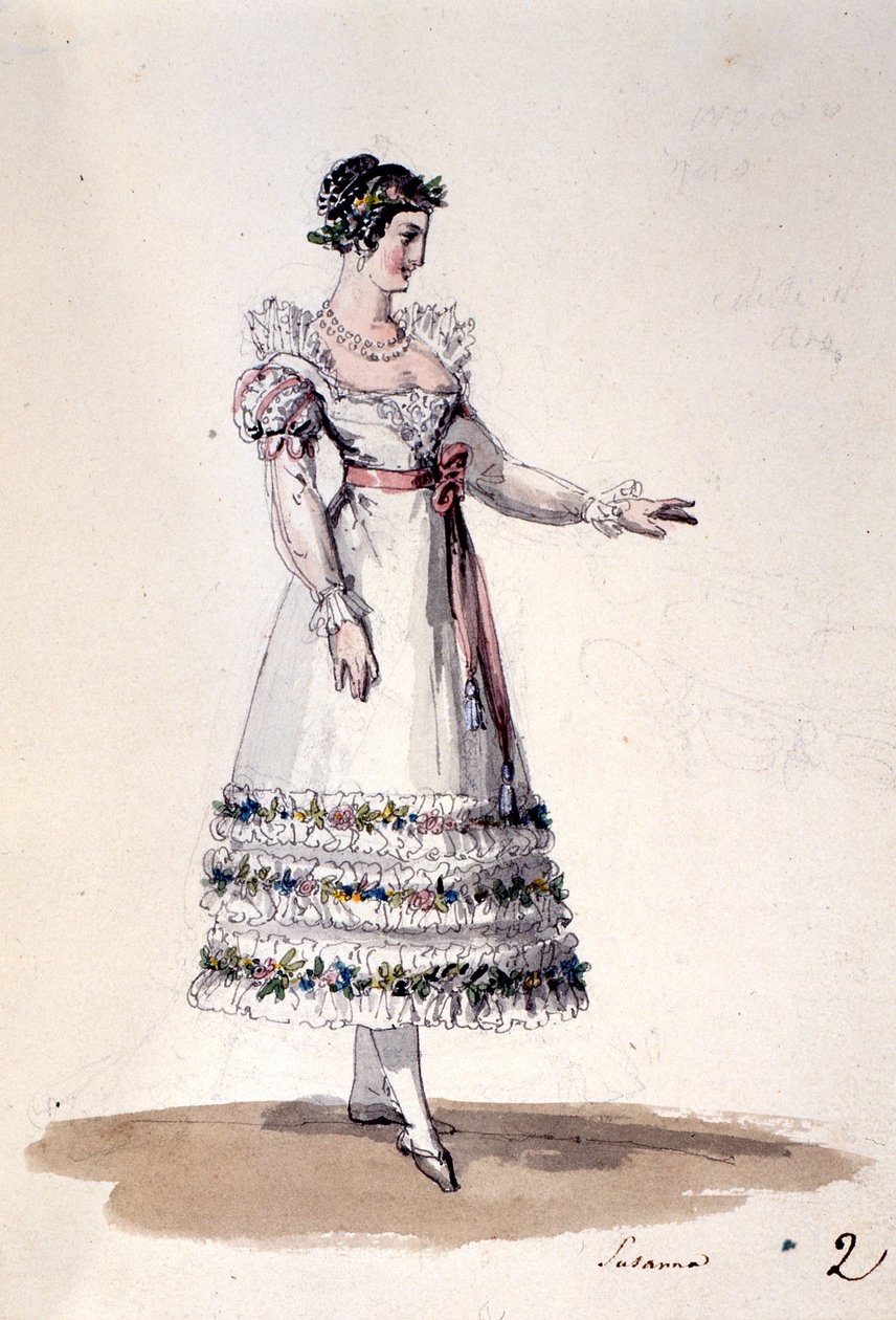 Desenho de figurino para Susanna, de 