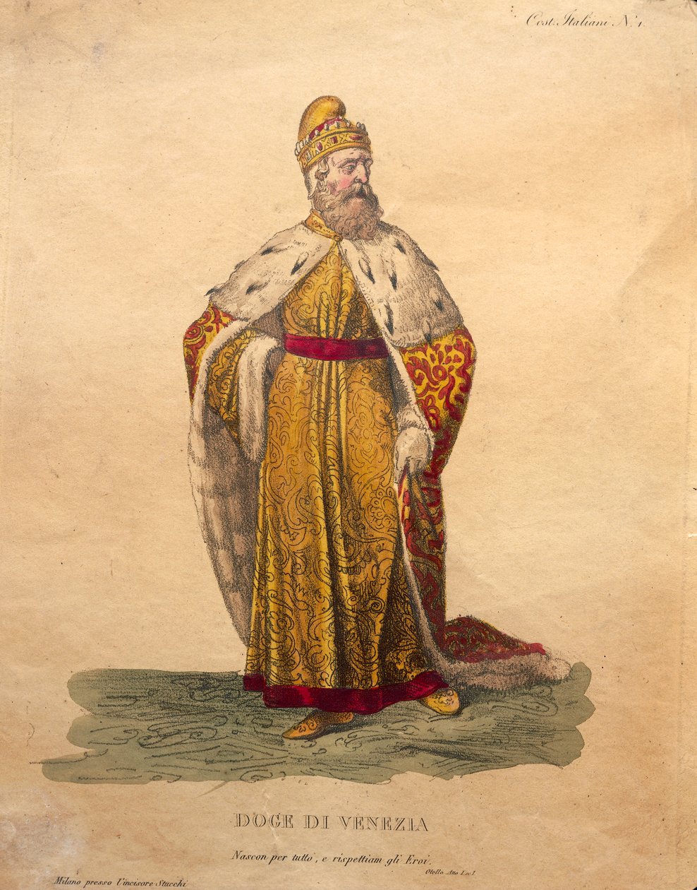 Desenho de figurino para o Doge de Veneza, de 