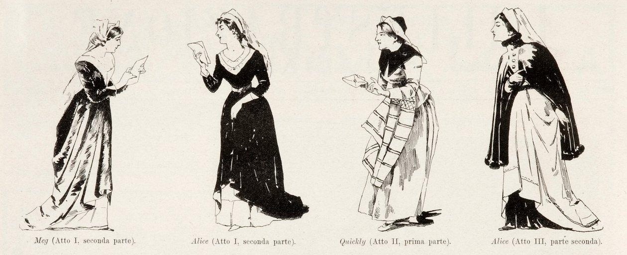 Fantasias da ópera Falstaff de Verdi, da LIllustrazione Italiana, XX, nº 8, 19 de fevereiro de 1893 de Italian School