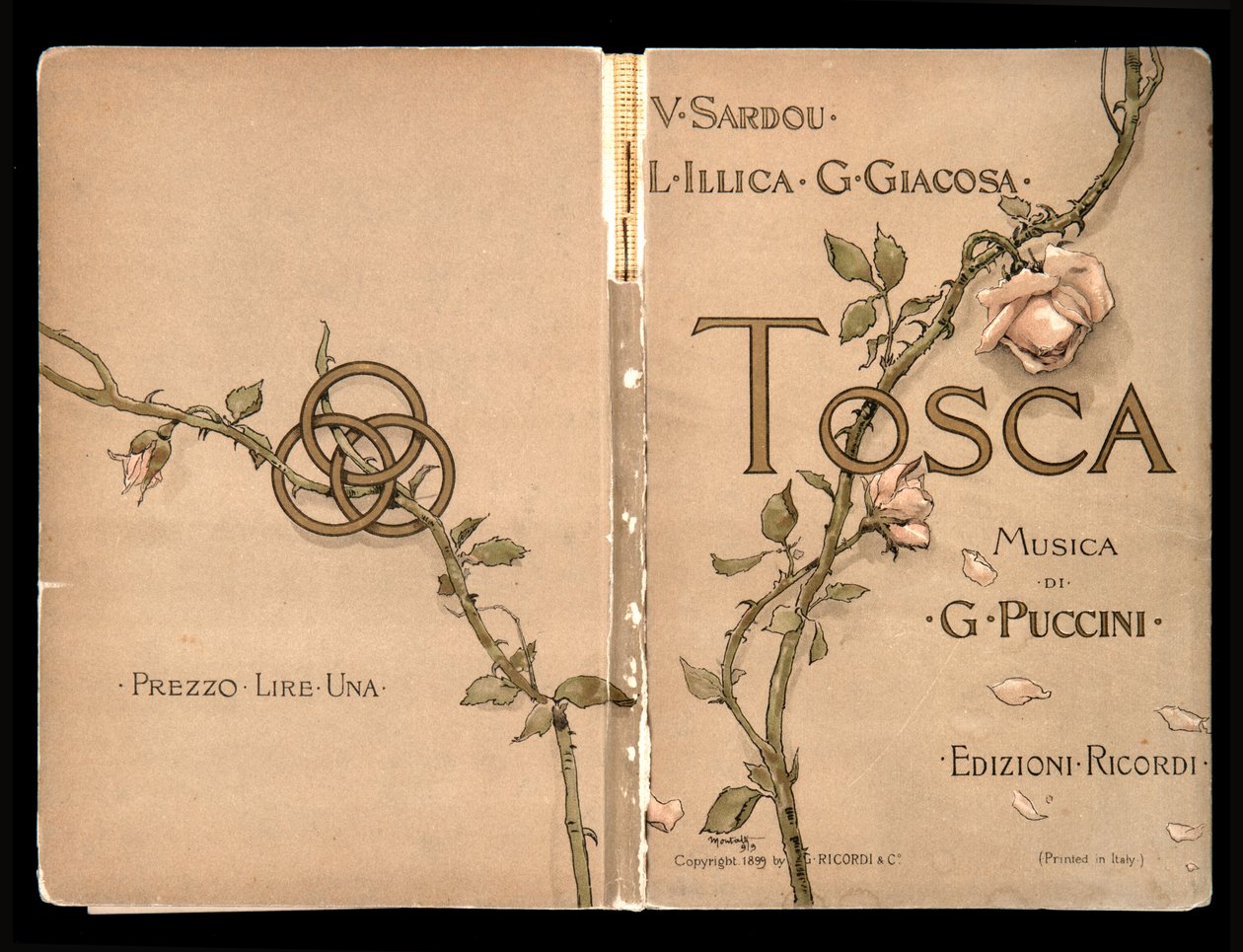 Capa, Libretto de Tosca por Giacomo Puccini, Edizione Ricordi, Itália de Italian School