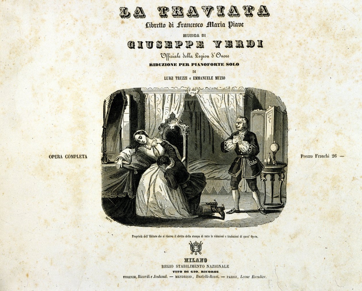 Capa do folheto "La Traviata" de Giuseppe Verdi de Italian School