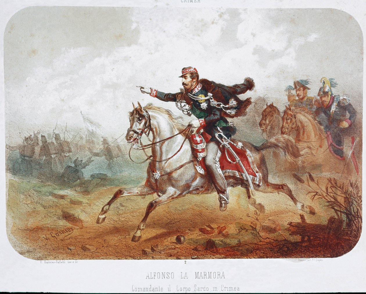 Guerra do Crime: a cargo do Comandante Alfonso Ferrero La Marmora (1804-1878). Imprimir. Coleção privada do século XIX de Italian School