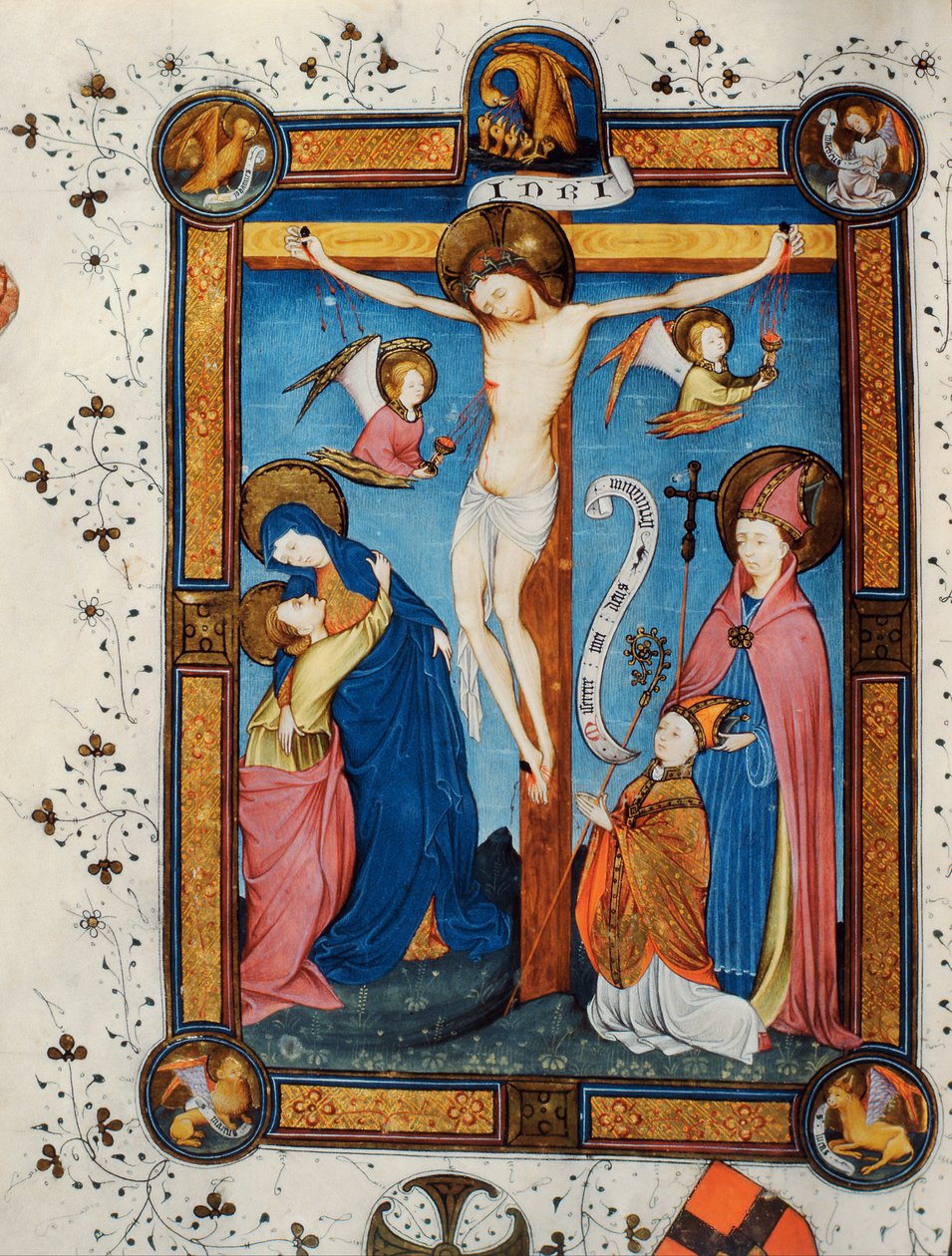 Crucificação, ilustração do Missal do Mestre Pancratino, c. 1430 (vellum) de Italian School