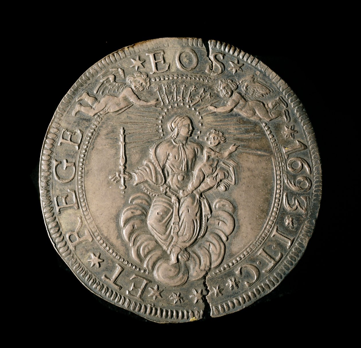 Moeda da República de Genes: ECU largo em prata. Diam. 61 mm. 1693. costas. Genes Musei di Strada Nuova (inv, M7097) de Italian School