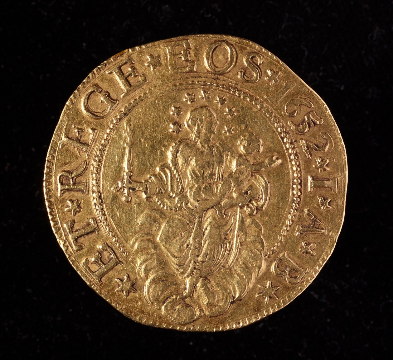 Moeda da República dos Genes: cinco moedas de ouro doppie. Diam. 41 mm. 1652. Voltar. Genes Musei di Strada Nuova de Italian School