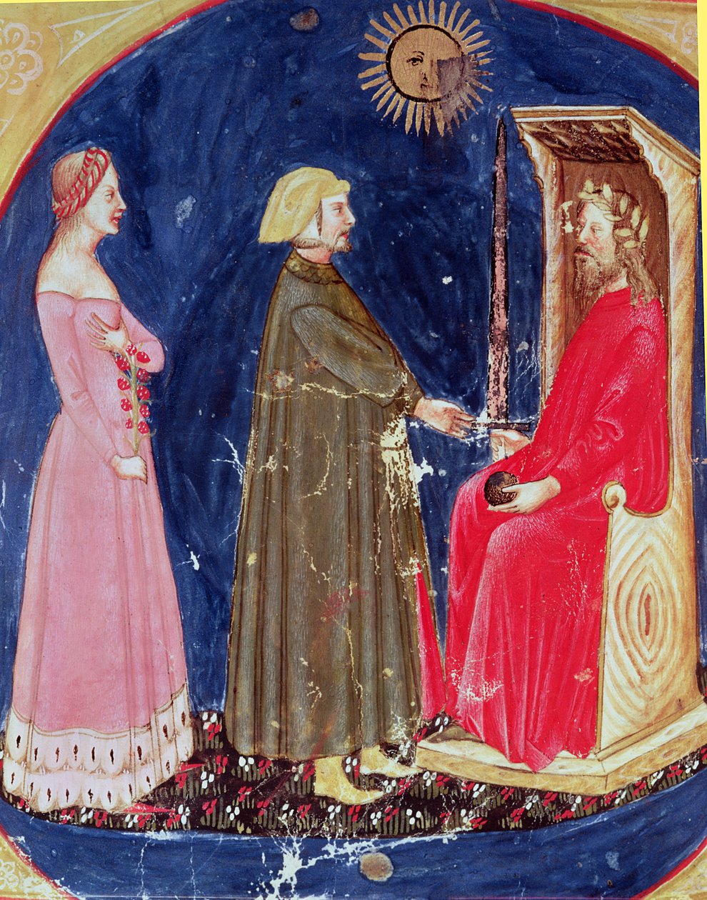 Dante e Beatrice antes de Justiniano (482-565) da Divina Comédia por Dante Alighieri (1265-1321) de Italian School
