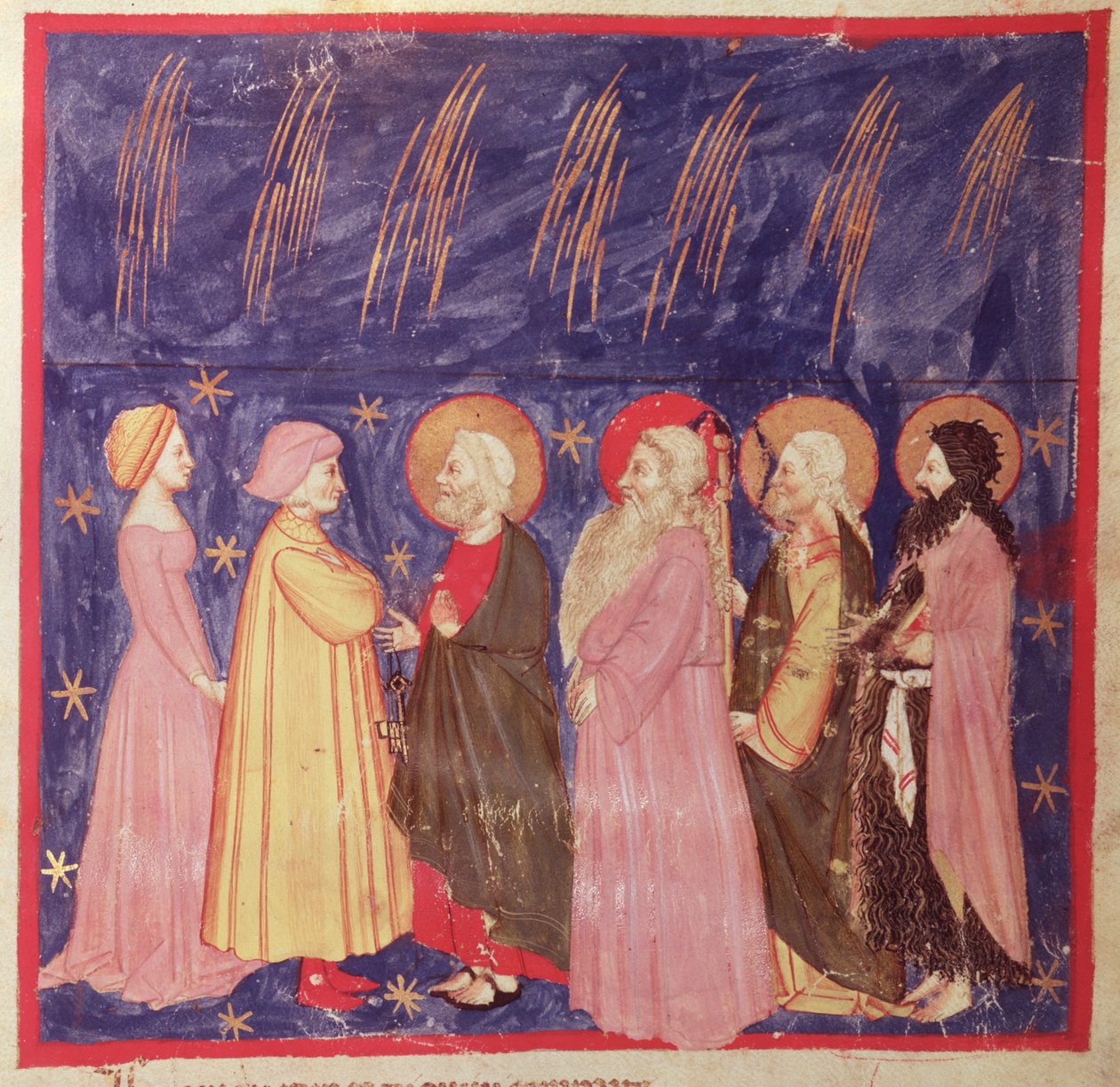 Dante e Beatrice com os Santos do Paraíso, da divina comédia de Dante Alighieri (1265-1321) de Italian School