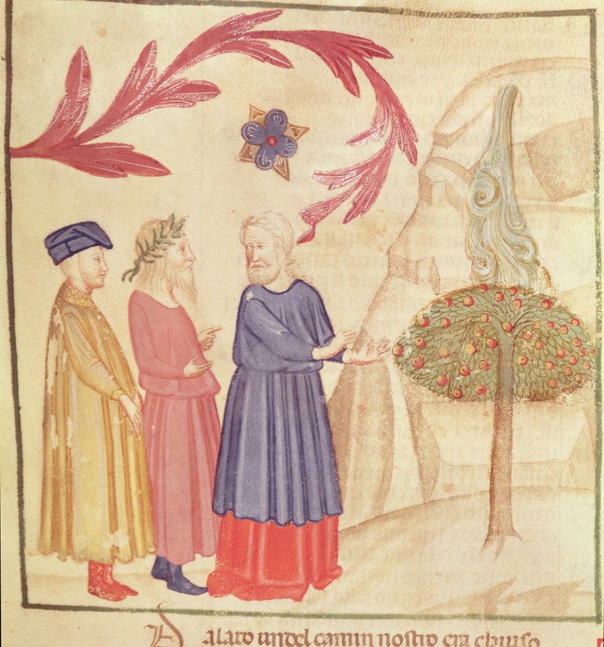 Dante e Virgílio (70-19 aC) no Paraíso Terrestre, da divina comédia de Dante Alighieri (1265-1321) de Italian School