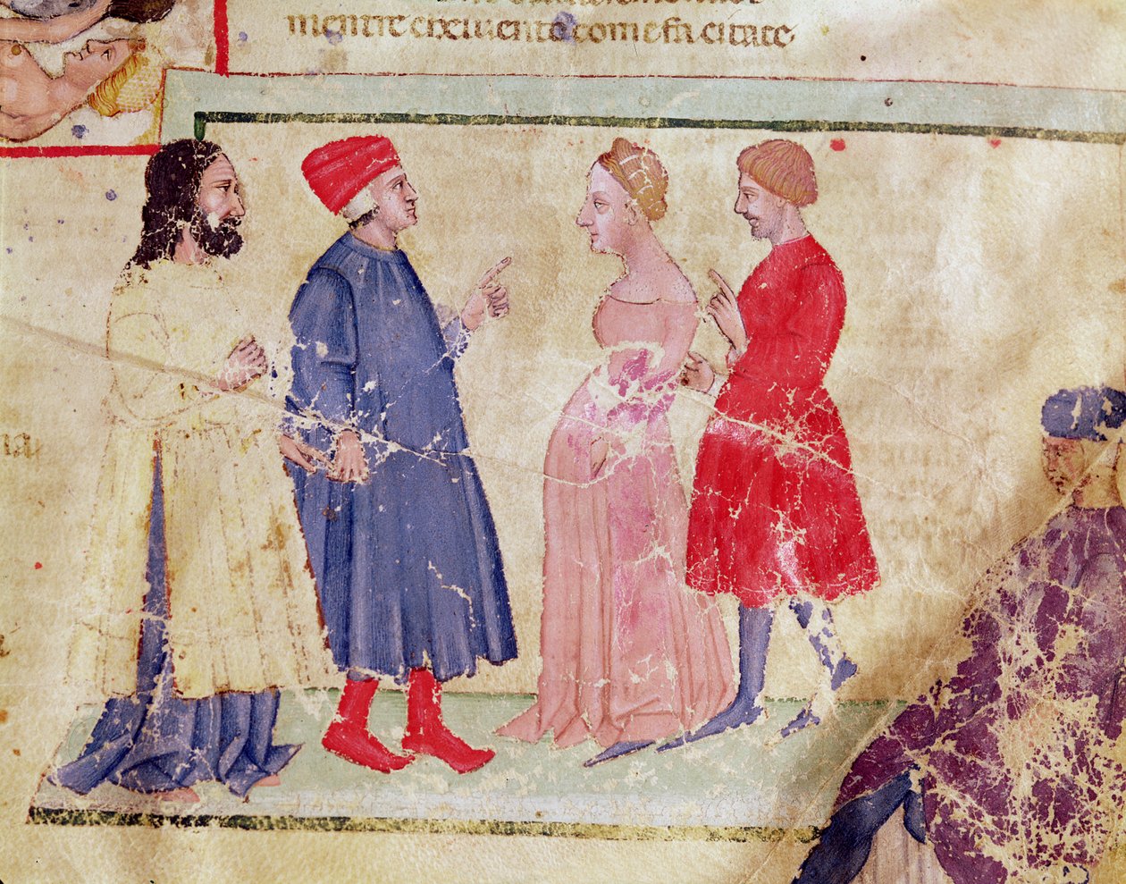 Dante e Virgílio (70-19 aC) com Francesca de Rimini e Paolo Malatesta, da Divina Comédia de Dante Alighieri (1265-1321) de Italian School