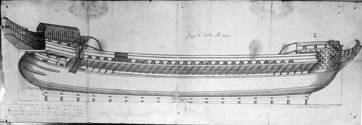 Design para um Galleass veneziano, do século XVII de Italian School