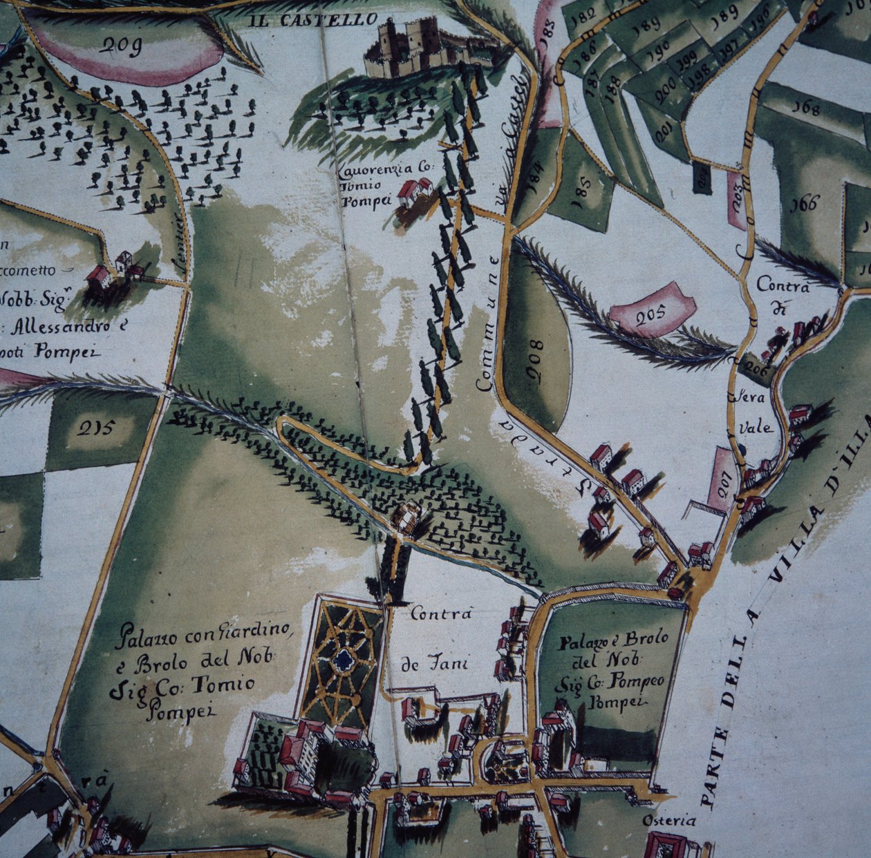 Detalhe do mapa da cidade de Verona e seus subúrbios, Itália de Italian School