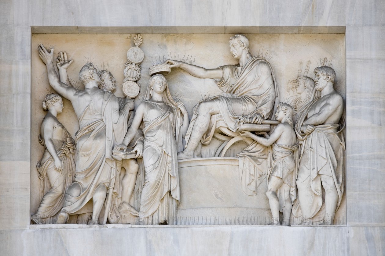 Detalhe do Arco da Paz, Milão, Itália (mármore) de Italian School
