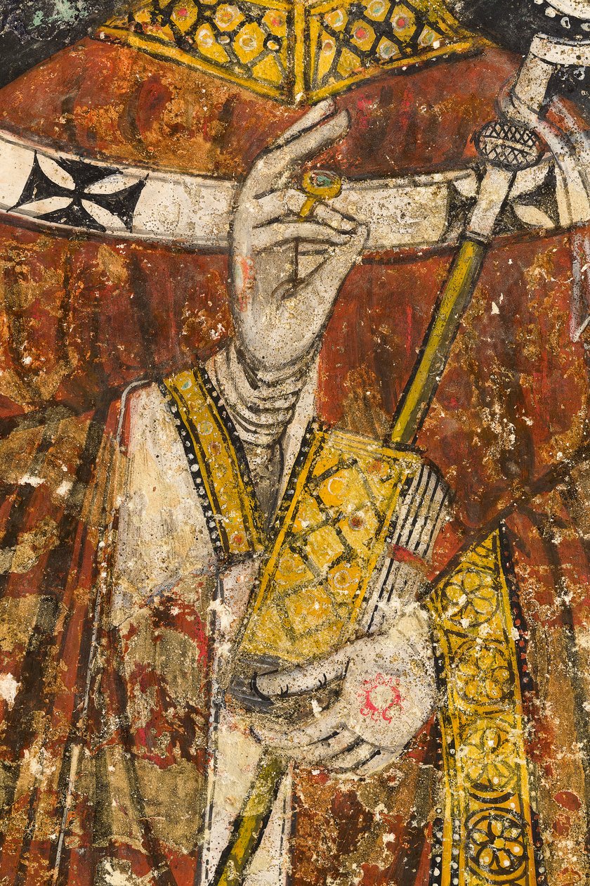 Pormenor do tríptico com horário representando São Cataldo, Cripta da Catedral de Italian School