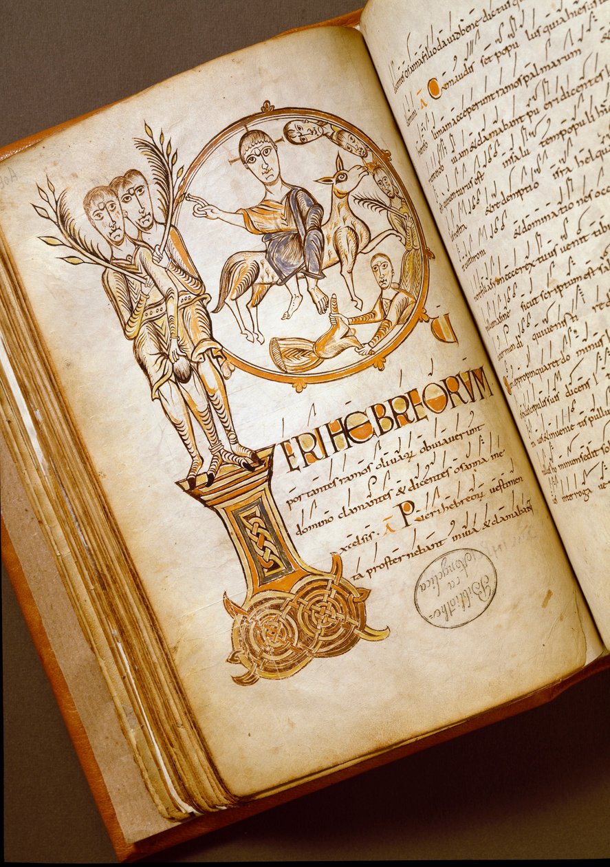 Entrada em Jerusalém Manuscrito da escola de Bolonha. (MS.123-Foglio 54 v) Roma do século XI, Biblioteca Angélica de Italian School