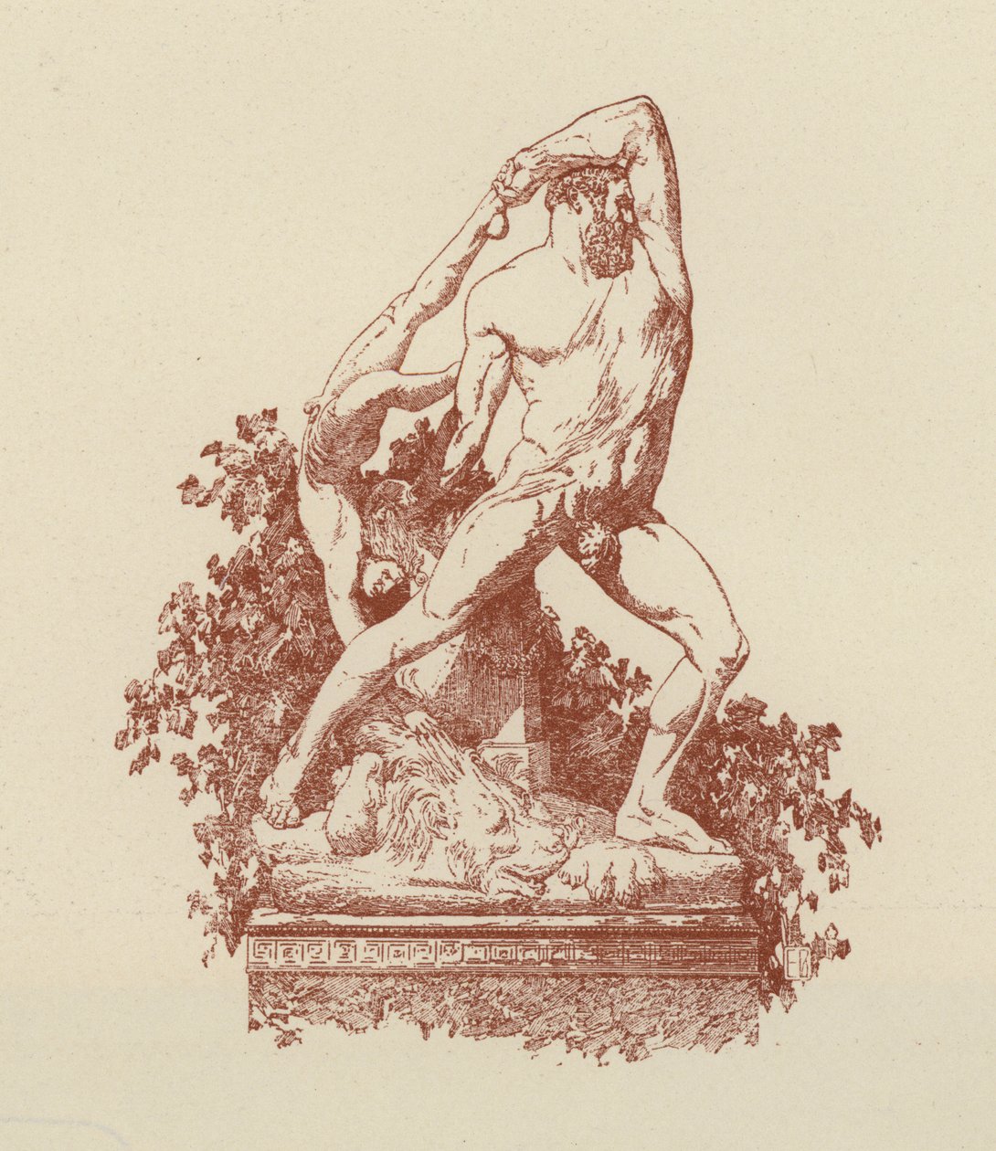 Hércules e Lica de Canova (litografia) de Italian School