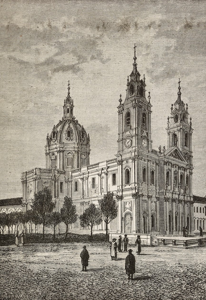 Basílica da Estrela, Lisboa, Portugal, gravura de L