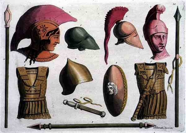 Exemplos de Armas e Armaduras Etruscas, de 