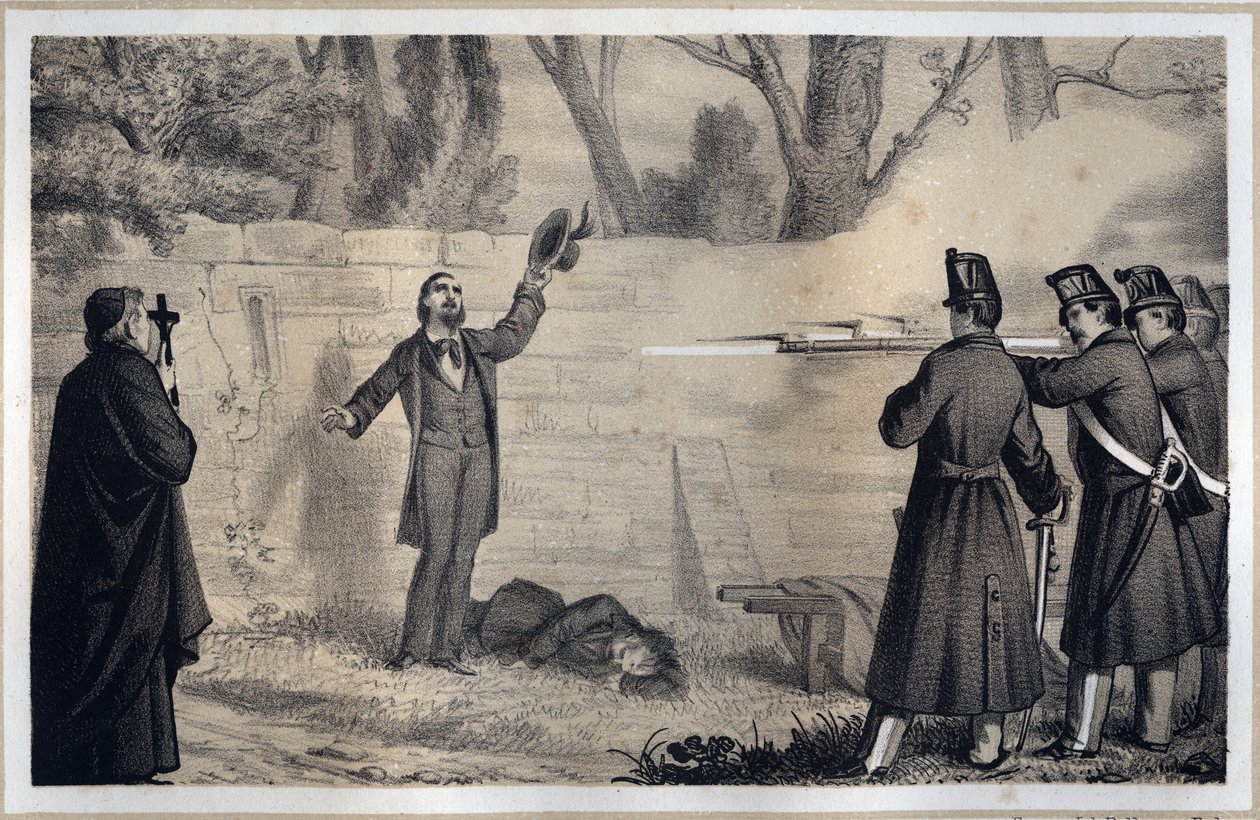 Execução dos Irmãos Bandiera (patriotas italianos, Attilio e Emilio Bandiera de Italian School