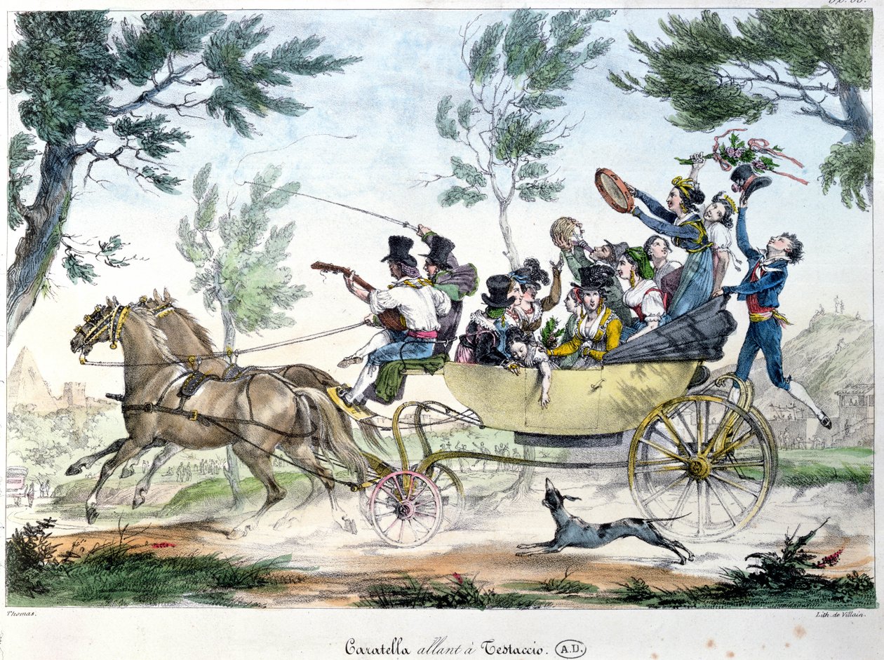Expedição ao Testaccio, perto de Roma, em uma caratella, c.1830 de Italian School