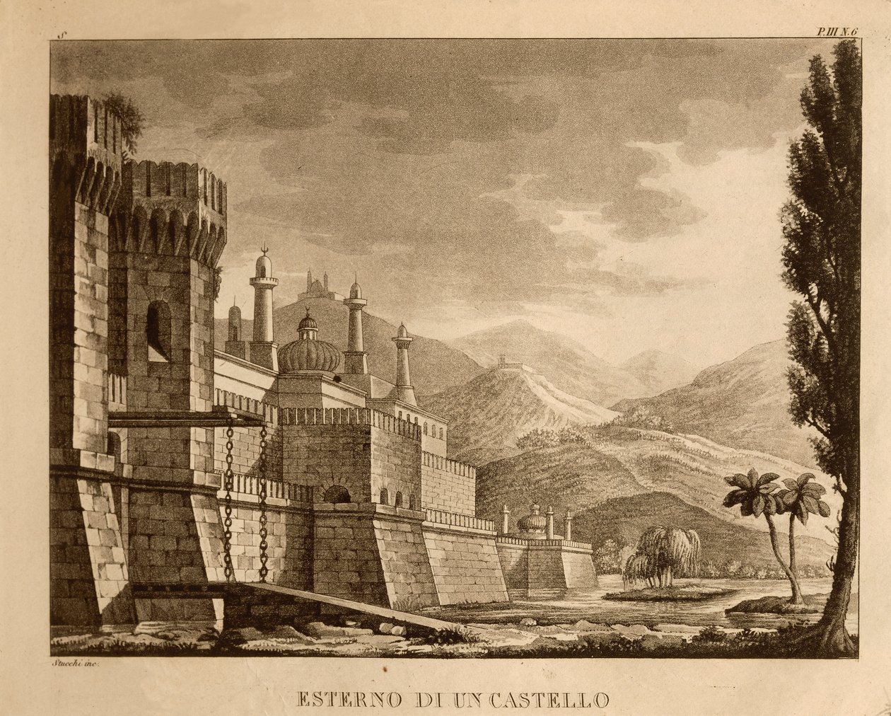 Exterior de um Castelo, cenografia para o Acto I de 