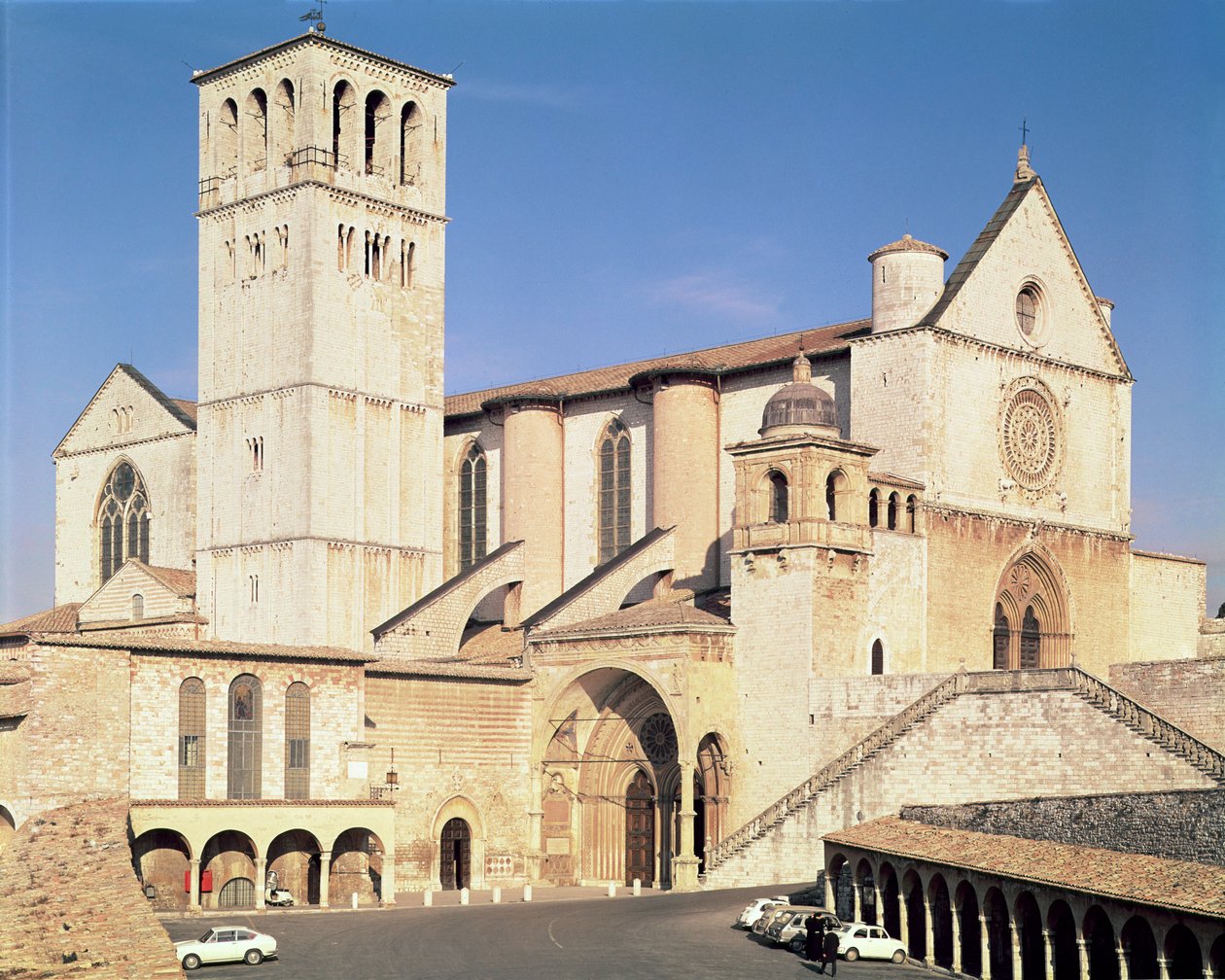 Exterior da Igreja Superior e Inferior, 1228-53 de Italian School