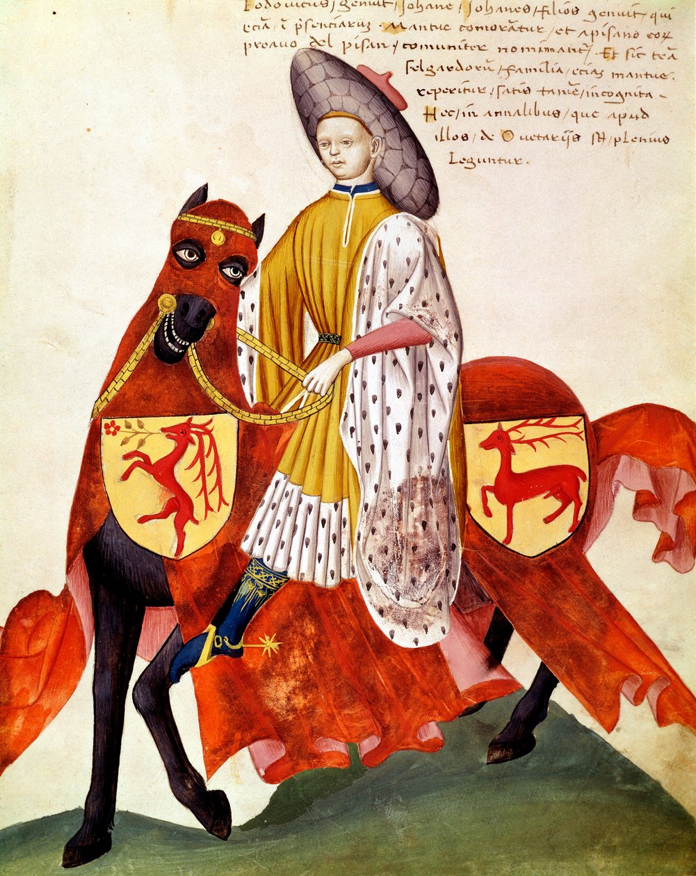 Falcoeiro a cavalo (miniatura de Italian School