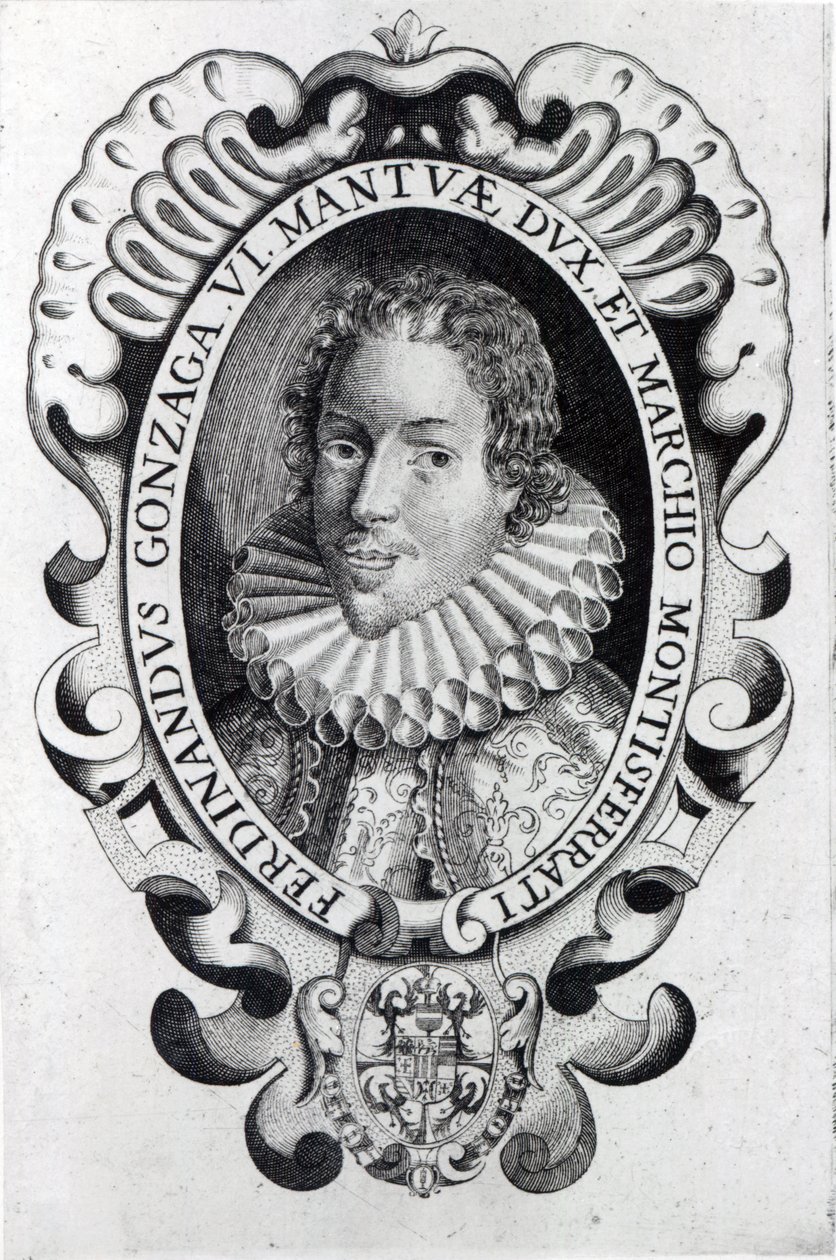 Ferdinando Gonzaga, Duque de Mântua (gravura) (foto bw) de Italian School