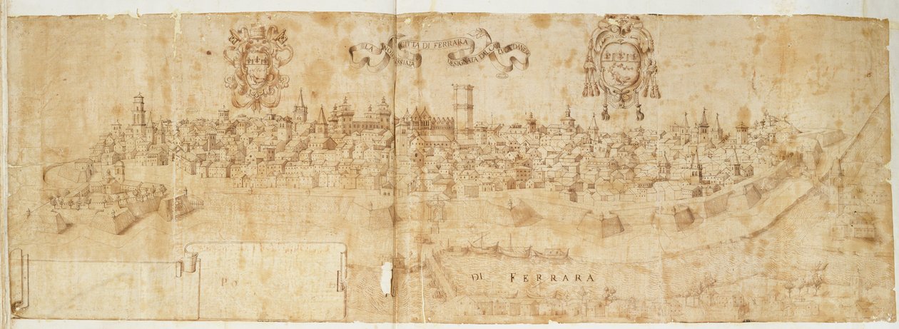 Ferrara, Itália (tinta no papel) de Italian School
