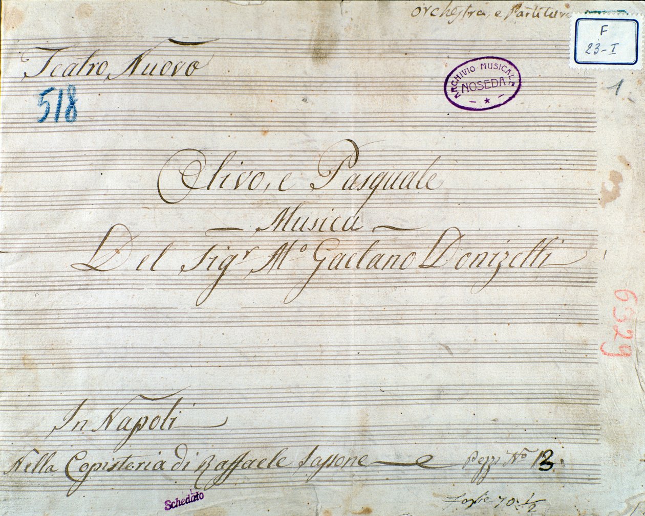 Primeira página de partitura da ópera 