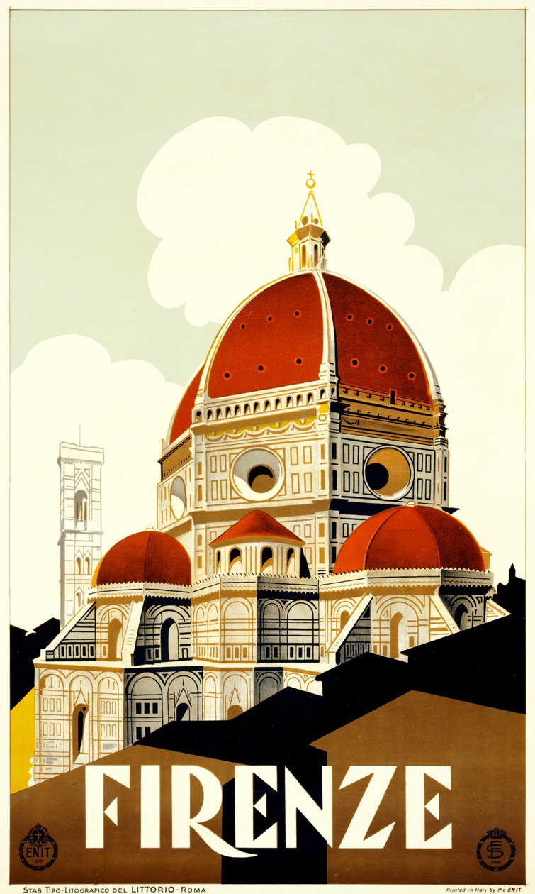 Cartaz de viagem de Florença, c.1930 (litografia) de Italian School