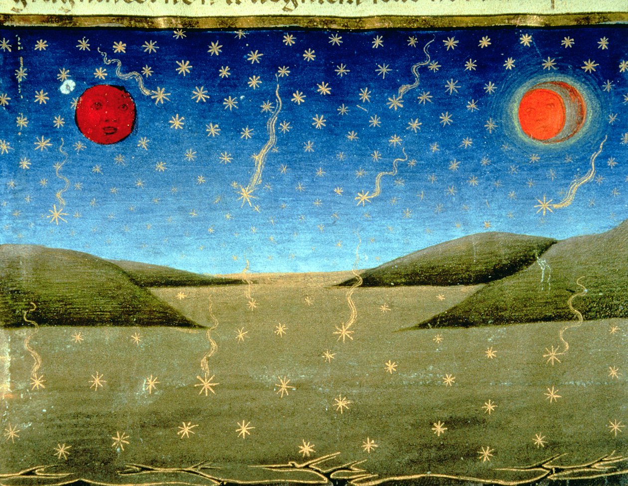 Fol.149va O Juízo Final: As estrelas caem e tudo está virado de cabeça para baixo (velino) de Italian School