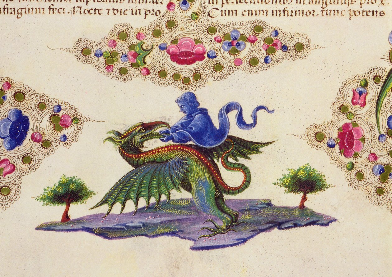 Fol.198V Um Gênio e Monstro Alado, da Bíblia Borso d